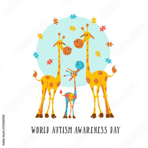World autism day. Vector illustration in cartoon style.