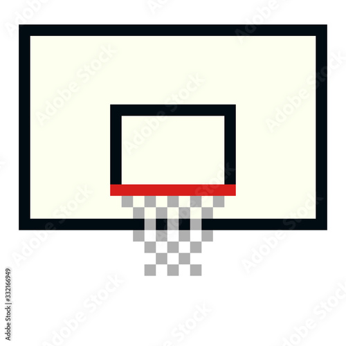 Pixel basketball basket hoop pixel art cartoon retro game style