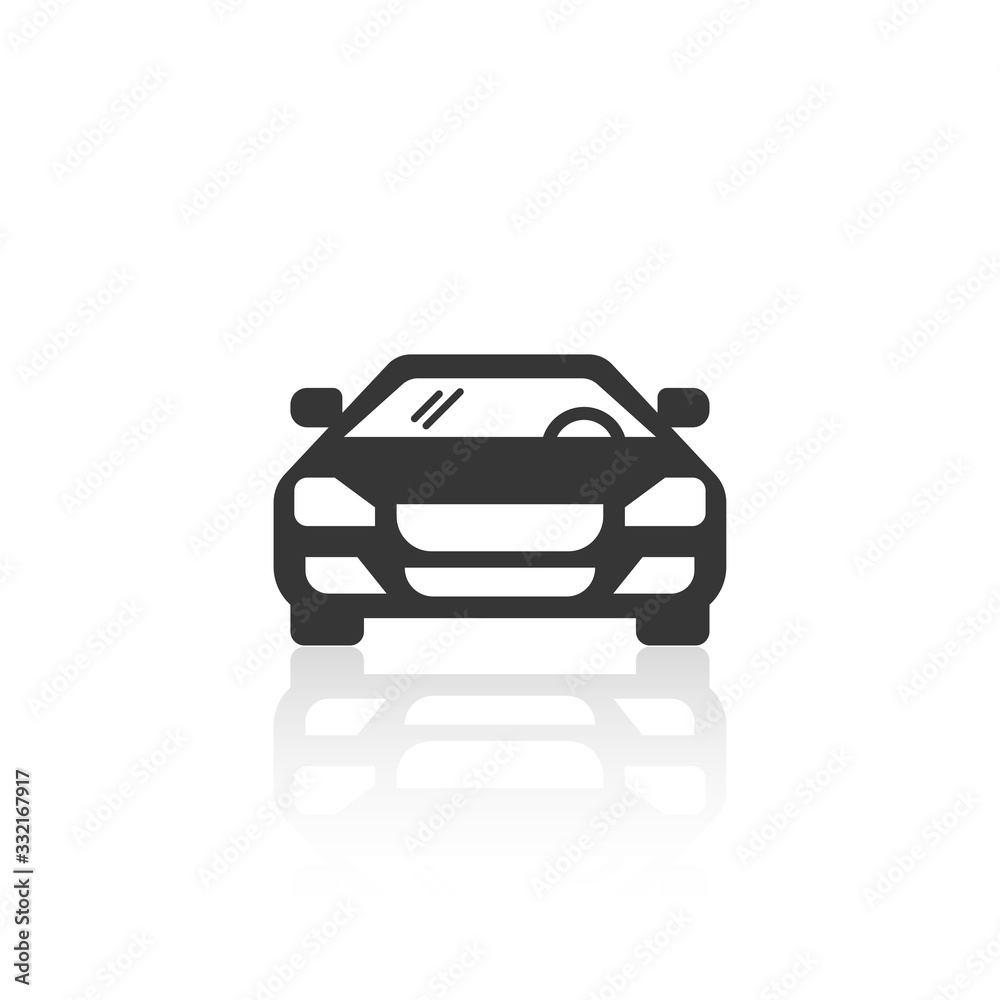 solid icons for black car front and shadow,vector illustrations