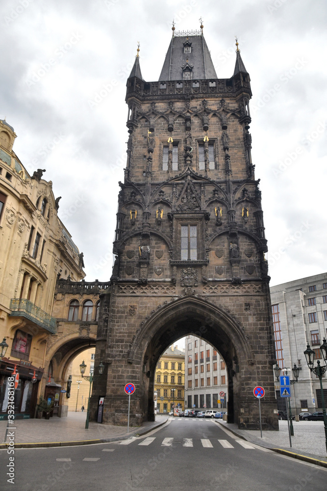 Prague during quarantine caused by Corona virus, Powder Gate