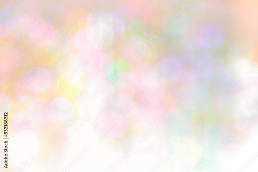 Colorful rainbow shade indoor light bokeh defocused texture. Confetti abstract texture. Christmas flicker decor.Iridescent glitter empty background. Festive background bokeh and bright lights.