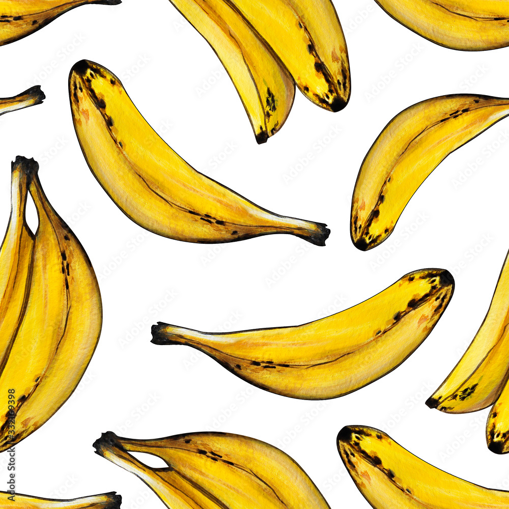 Egzotyczny wzór z żółtymi bananami w stylu akwarelowym