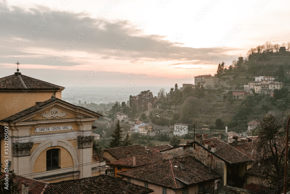 Beautiful Church of Santa Grata in Bergamo with lovely views of the landscape