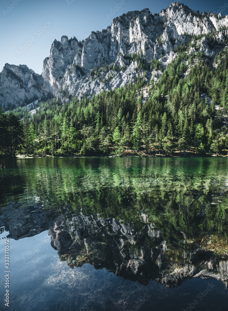 Green Lake in Austria Styria during Sunset in Spring