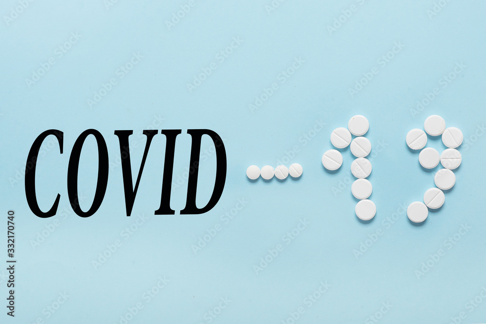 Fototapeta premium coronavirus - 2019, tablets. Coronavirus concept. blue background