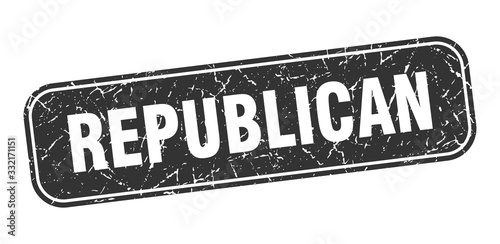 republican stamp. republican square grungy black sign.