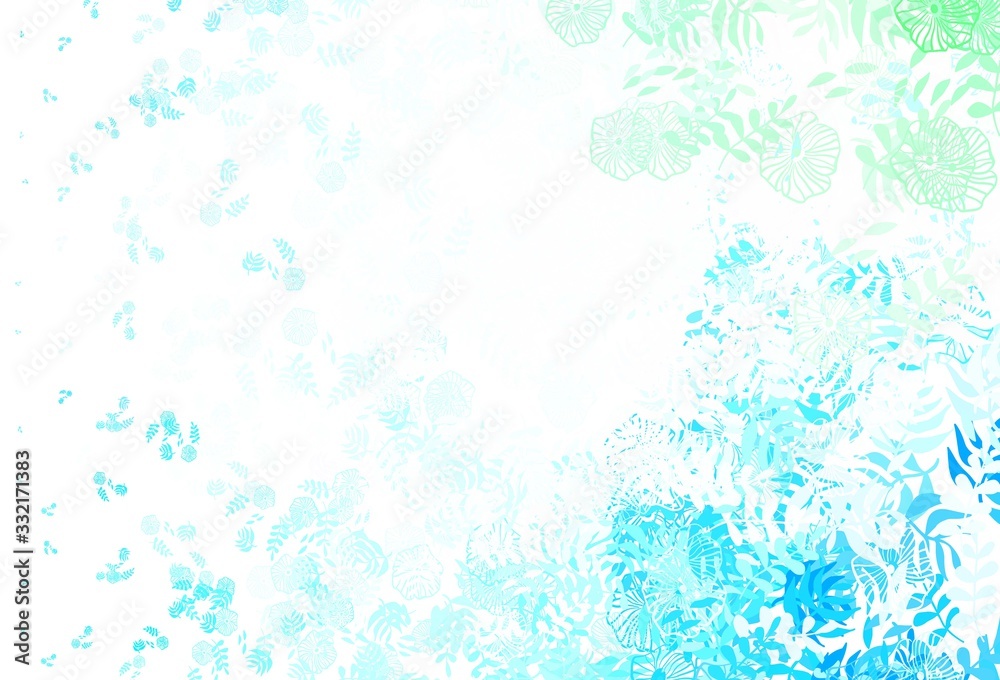 Light Blue, Green vector elegant background with leaves.