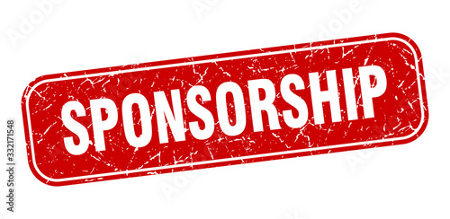 sponsorship stamp. sponsorship square grungy red sign.
