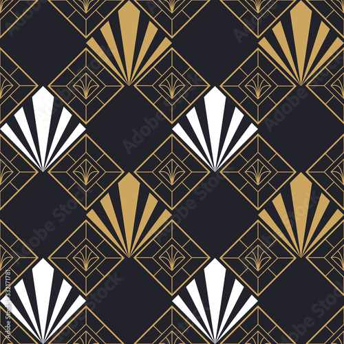 Retro art deco gold geometric seamless pattern