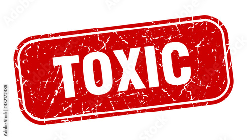 toxic stamp. toxic square grungy red sign.