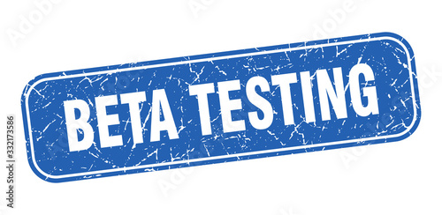 beta testing stamp. beta testing square grungy blue sign.