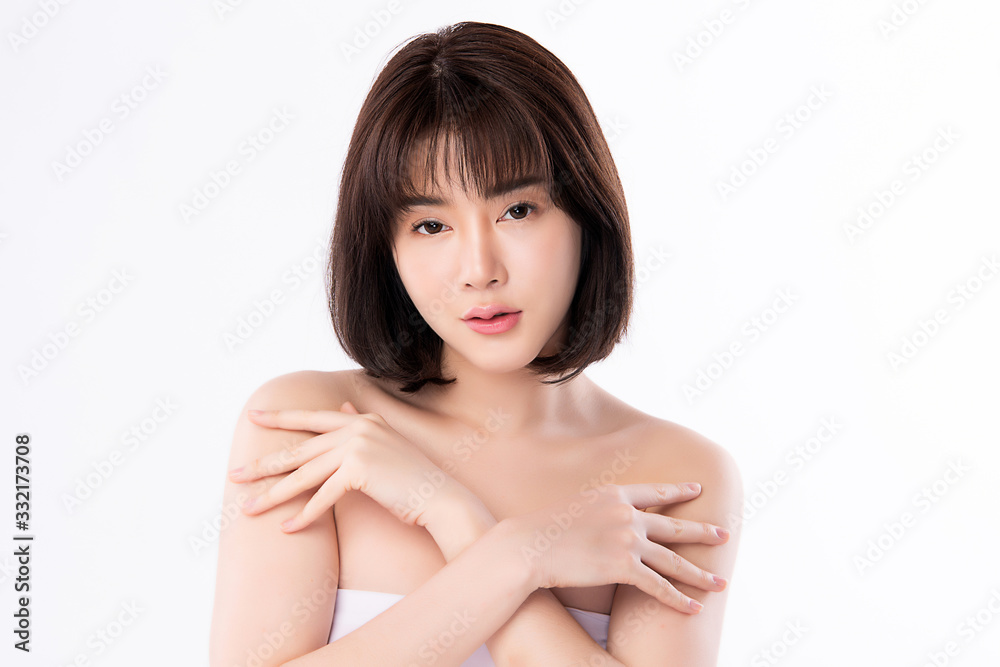 Beautiful Young Asian Woman with Clean Fresh Skin. Face care, Facial treatment, Cosmetology, beauty and healthy skin and cosmetic concept .woman beauty skin isolated on white background Beautiful Young Asian Woman with Clean Fresh Skin. Face care, Facial treatment, Cosmetology, beauty and healthy skin and cosmetic concept .woman beauty skin isolated on white background