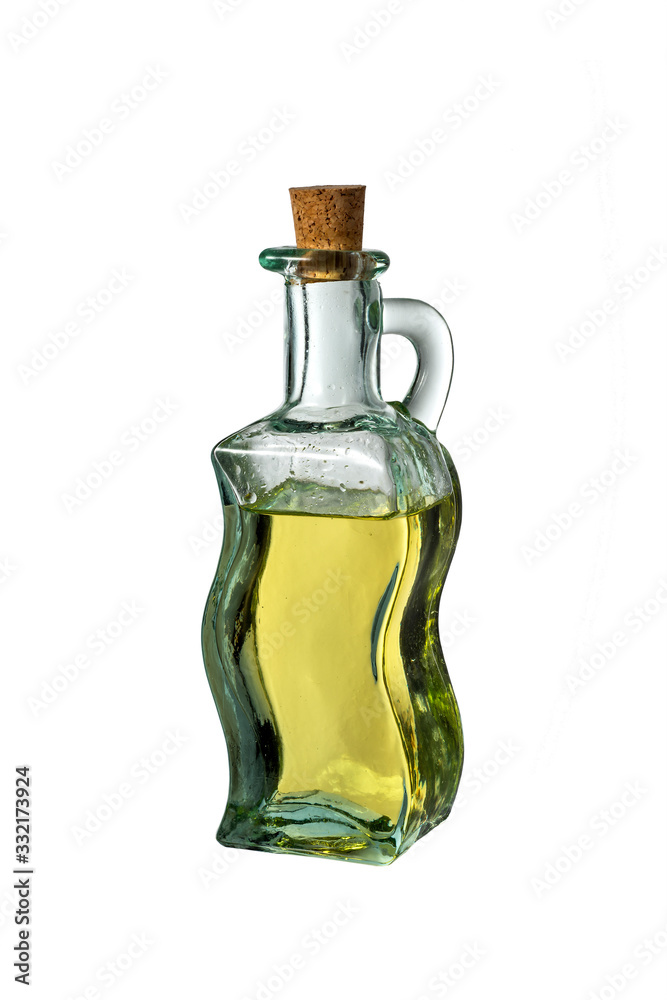 Glass oil cruet on white background Glass oil cruet on white background
