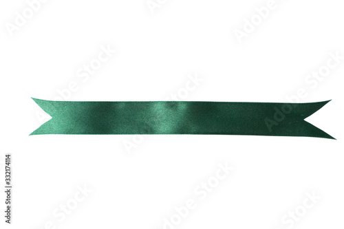 green banners ribbons label on white photo