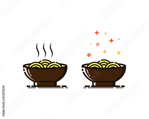Noodles Icon in MBE Style. Noodles or Ramen for Logo or Menu Background Decoration