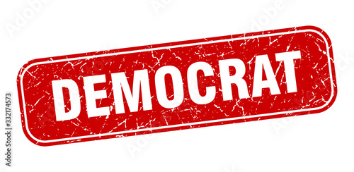democrat stamp. democrat square grungy red sign.