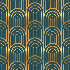Papier peint photo Art deco patrons Motif art déco vintage doré  © Cienpies Design