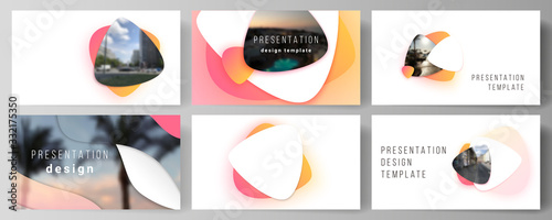 Minimalistic abstract vector illustration of the editable layout of the presentation slides design business templates. Yellow color gradient abstract dynamic shapes, colorful geometric template design