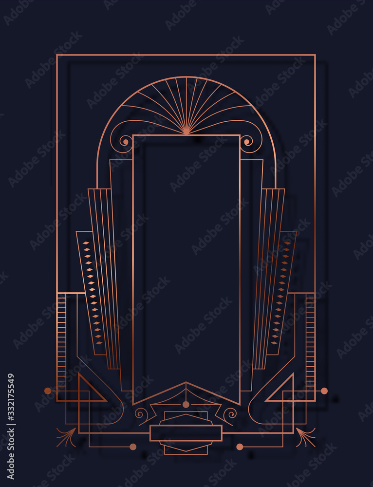 Art deco copper abstract line frame background Stock Vector | Adobe Stock