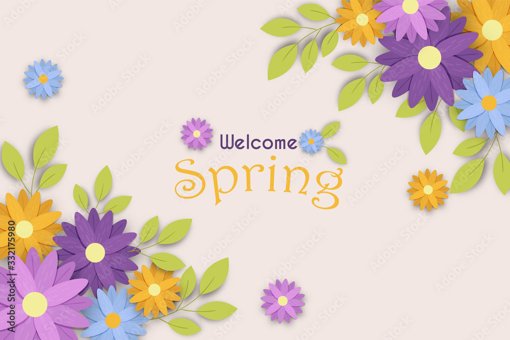 Welcome spring color nature flower greeting card