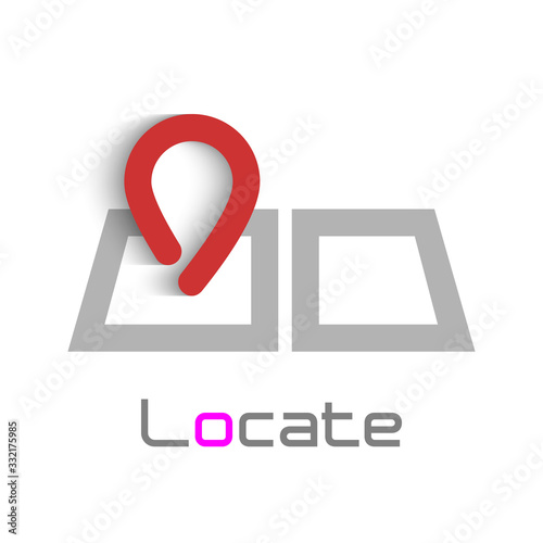 Map and pointer logo design element.