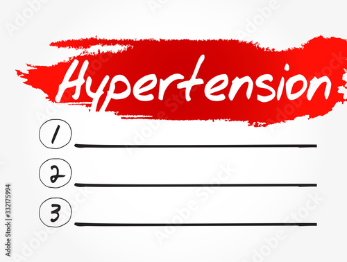 Hypertension blank list, health concept background