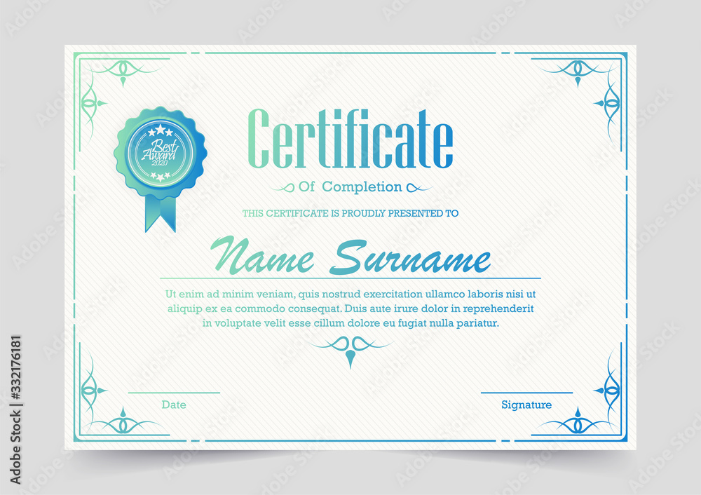 Fototapeta premium Classic certificate award template 