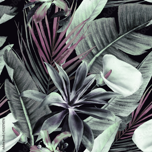 Fototapeta Kwiatowy wzór z kwiatami tropika andl
