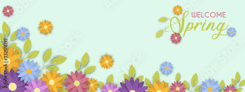 Welcome spring season cute flower banner