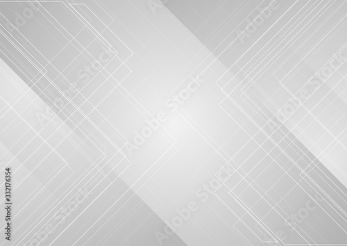 Grey abstract minimal background with white geometric lines. Futuristic vector design