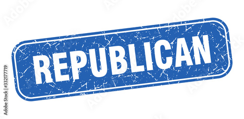 republican stamp. republican square grungy blue sign.