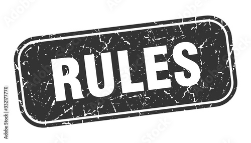 rules stamp. rules square grungy black sign.