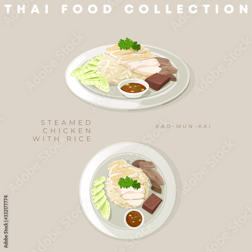 Traditional Thai food collection : Vector Illustration