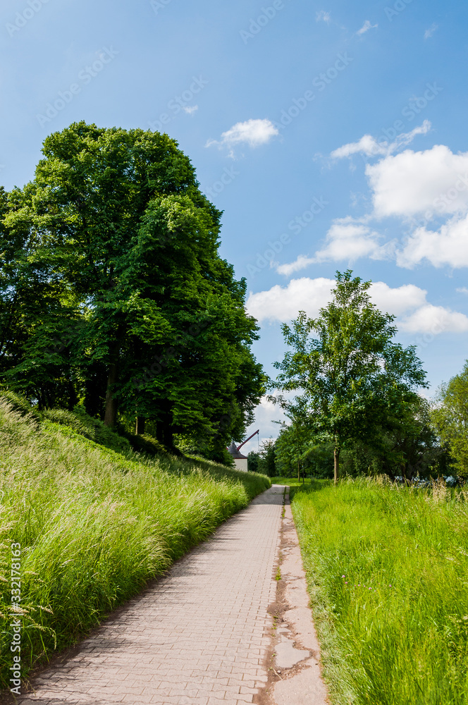 Trier, Mosel, Moselkran, Landkran, Fluss, Moselufer, Uferweg, Radtour, Spazierweg, Römerbrücke, Rheinland-Pfalz, Frühling, Deutschland