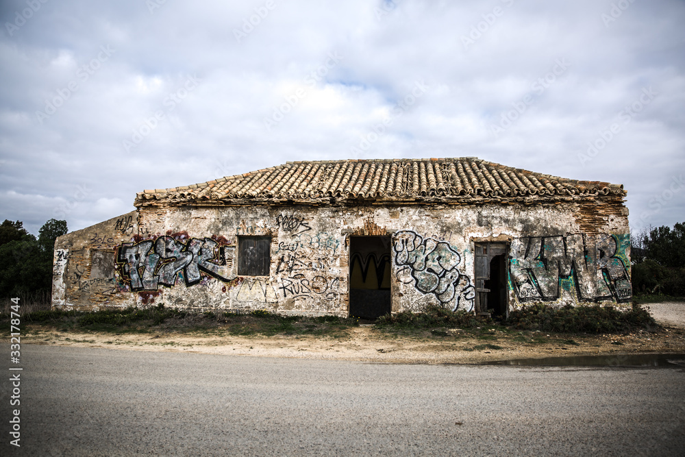 Ruins of an Abandoned Empty Brick House in the South of Spain