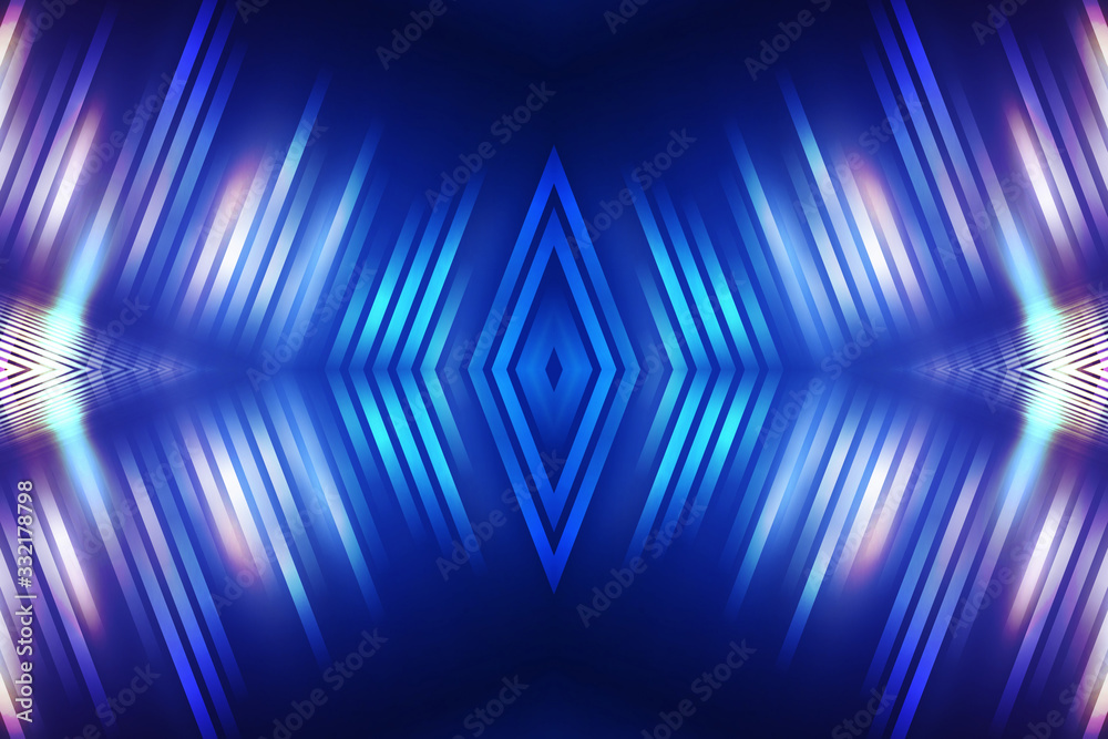Obraz premium Dark abstract futuristic background. Neon glow, light lines, shapes. UV radiation. Empty Stage Background