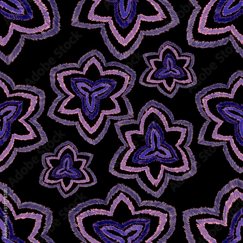 Creative seamless pattern with hand drawn ikat stars. Ethnic boho seamless pa...