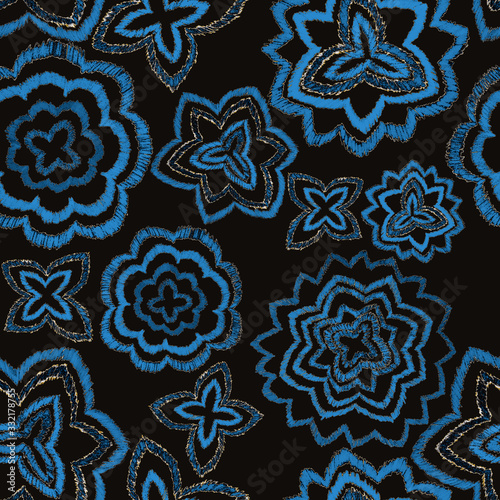 Creative seamless pattern with hand drawn ikat stars. Ethnic boho seamless pa...