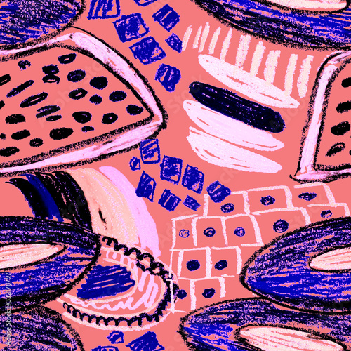 Creative seamless pattern with beautiful bright abstract elements. Colorful t...