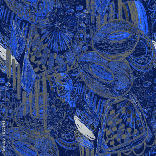 Creative seamless pattern with beautiful bright abstract elements. Colorful t...