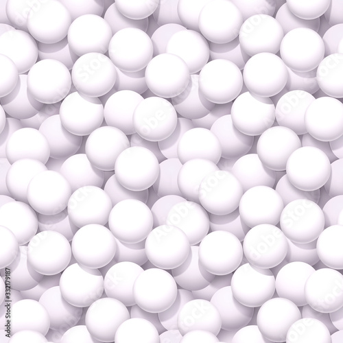 Seamless pattern with white balls. Minimal poster consept  3d illustration. Abstract pastel background.