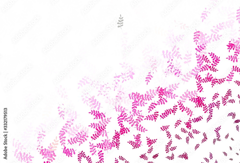 Light Pink vector doodle pattern with leaves. Light Pink vector doodle pattern with leaves.