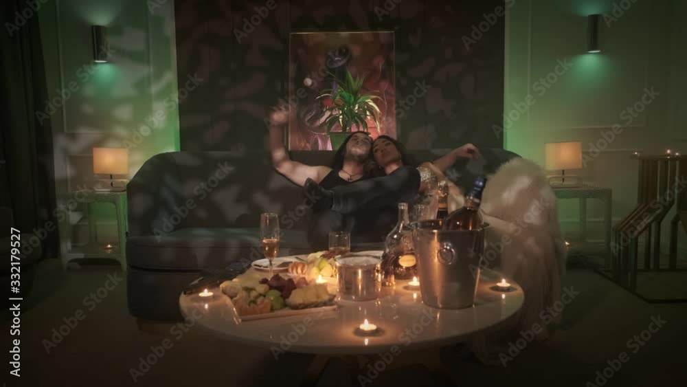 Two Lovers Exchanging Caresses,guy smokes a cigarette Two Lovers Exchanging Caresses,guy smokes a cigarette