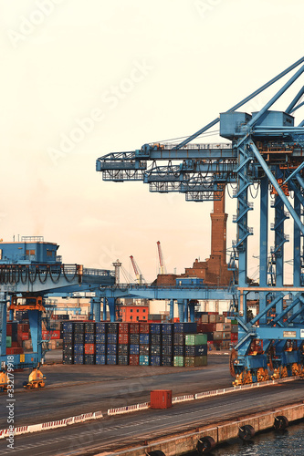 container cranes in the port of genoa