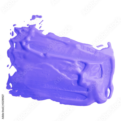 Acrylic paint smear, texture of lipstick isolated on white background.