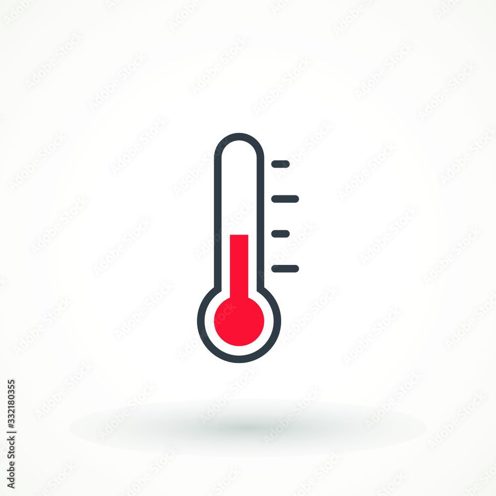 thermometer icon in trendy flat design Simple Sign Of Temperature. Measuring weather indicator element. Meteorology climate control design illustration.