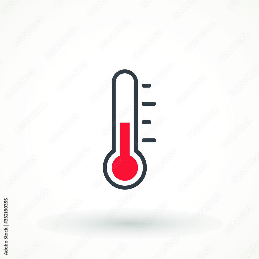 Flat Design Low And High Temperature Thermometer Icon Set