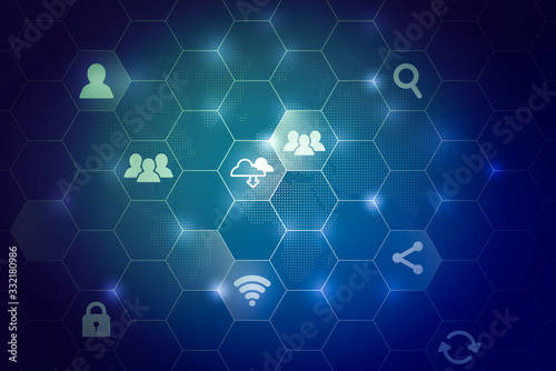 Cloud technology icon for global business concept abstract background for illustrator