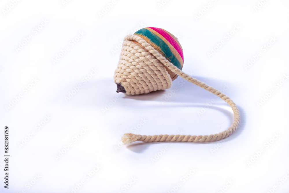 Fototapeta premium spinning top wooden toys