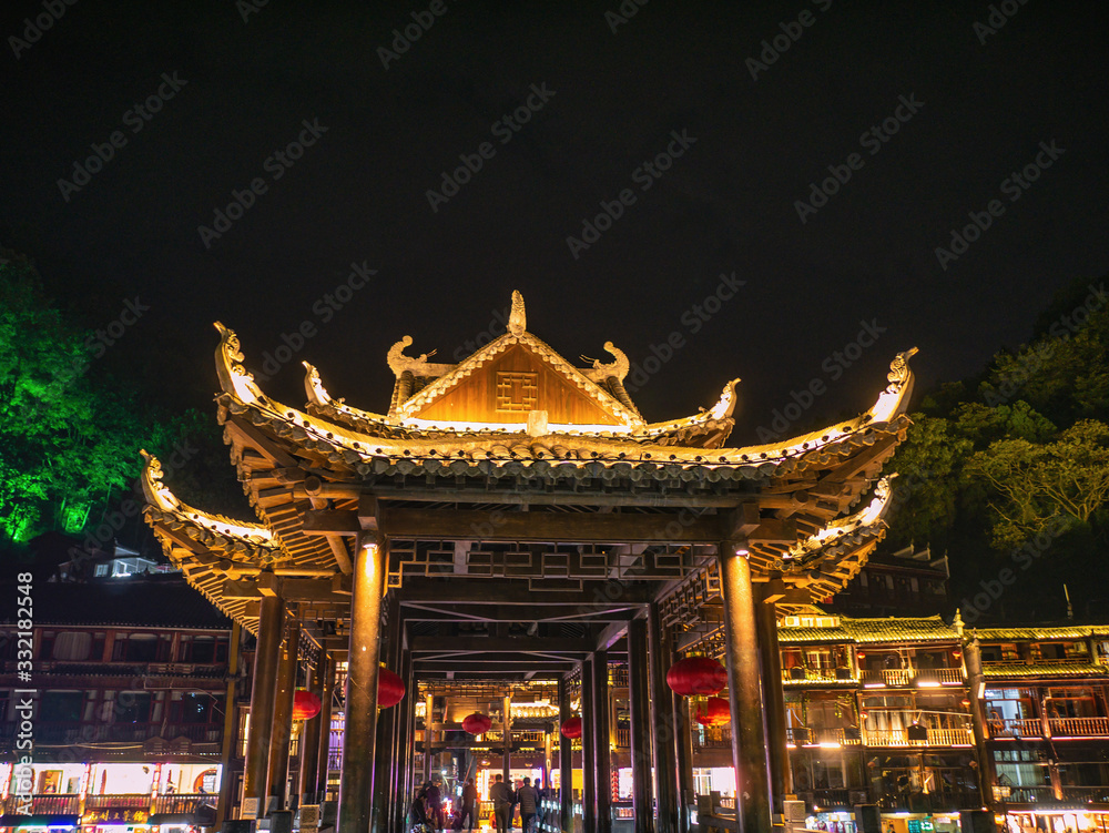 custom made wallpaper toronto digitalfenghuang,Hunan/China-16 October 2018Unacquainted toursit walk on the bridge cross the river of fenghuang old town.phoenix ancient town or Fenghuang County is a county of Hunan Province, China